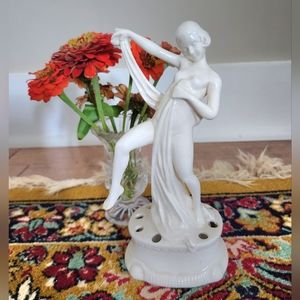 Antique Art Deco Dancing Scarf Woman Flower Frog